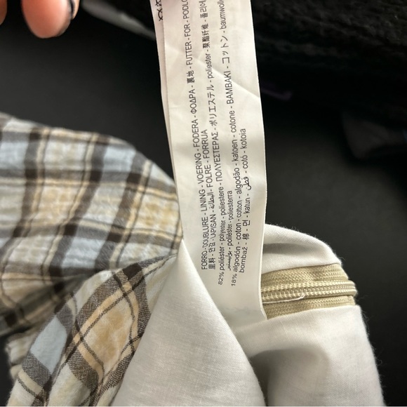 Zara Checkered Plaid Top Puff Sleeve Off Shoulder Ruched M A-16 - Picture 3 of 8